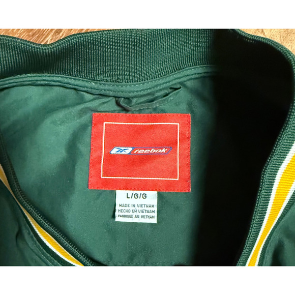 Green Bay Packers Windbreaker Pullover NFL Reebok 1/4 Bottom Side Zip Mens Large - Picture 3 of 10